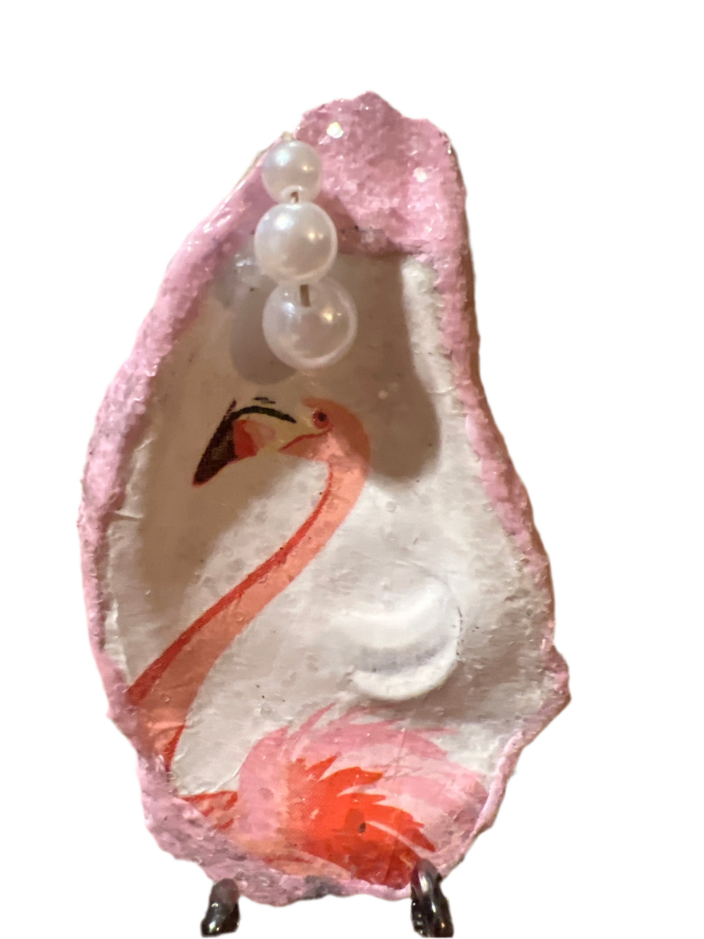 Pink and white glitter flamingo