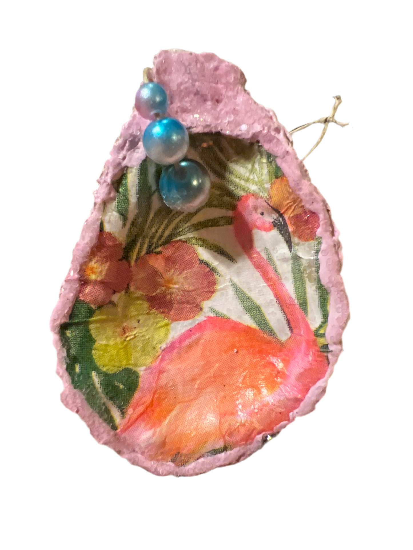 Pink and white glitter flamingo